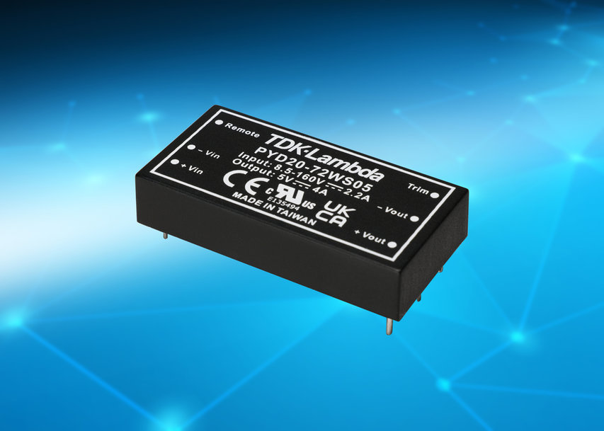 Rugged 20W 2” x 1” DC-DC converters have an 18:1 ultra-wide input for industrial and rail applications